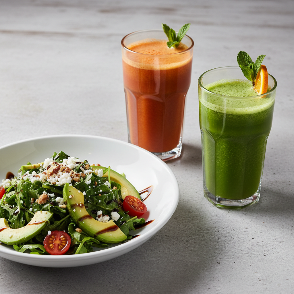 Fresh salad and smoothies for runners