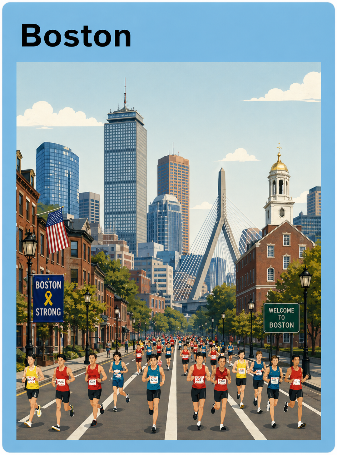 Boston marathon travel scene